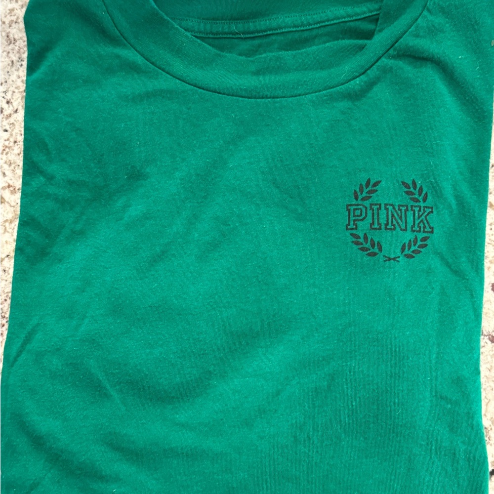 PINK Everyday Long Sleeve Cropped Tee in Winter Green